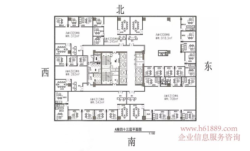 新天世紀(jì)商務(wù)中心戶型圖(三層中的、其中一層戶型圖)